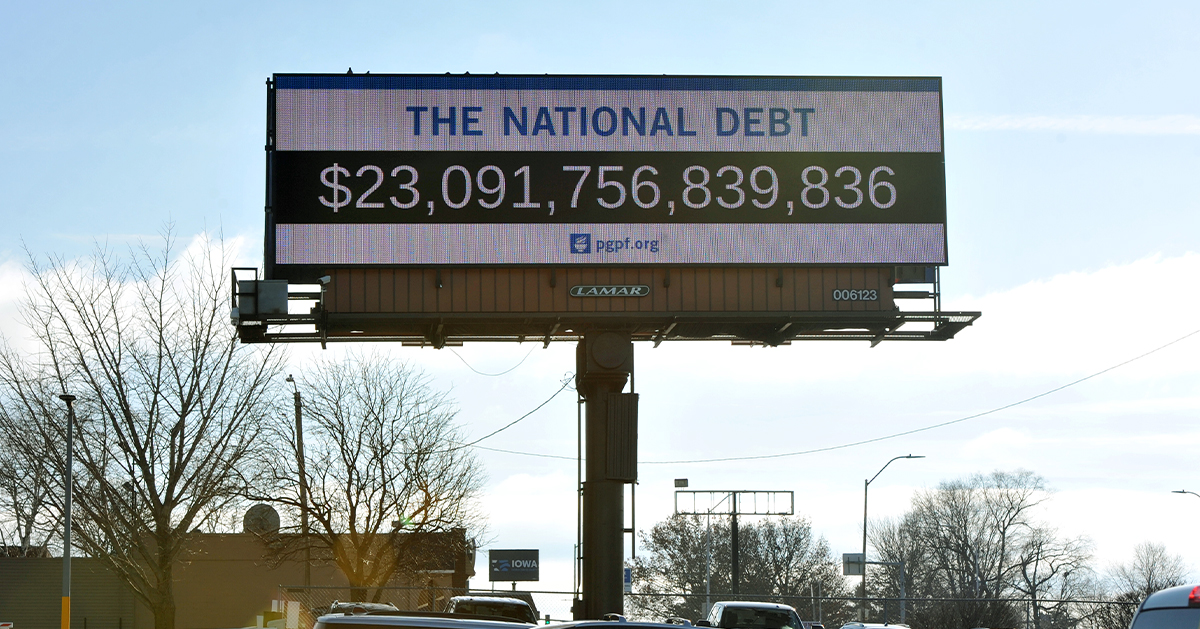 Des Moines debt clock billboard