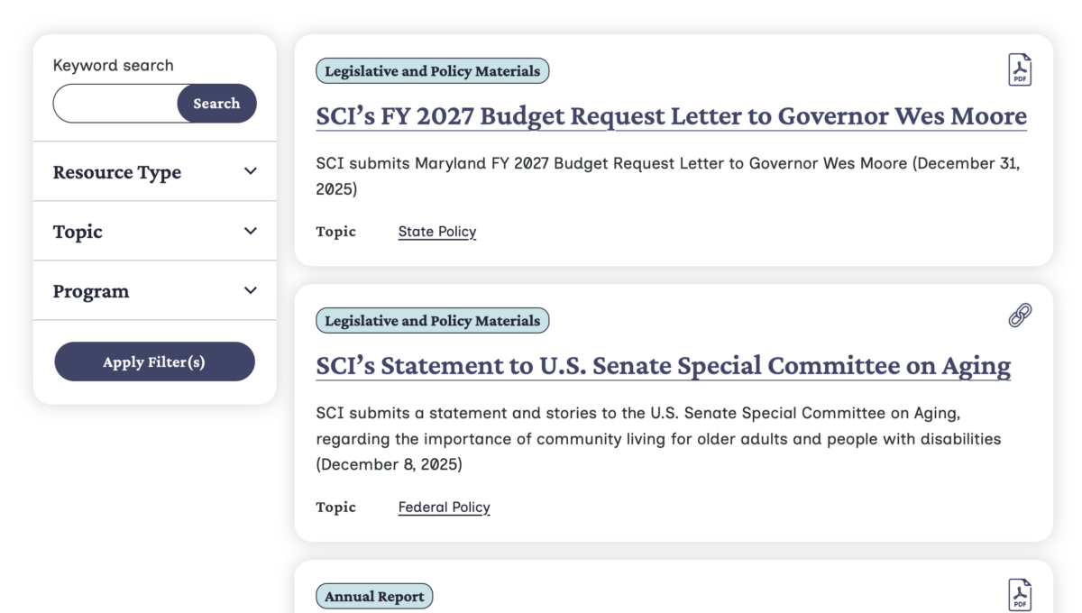 List of searchable, filterable resources