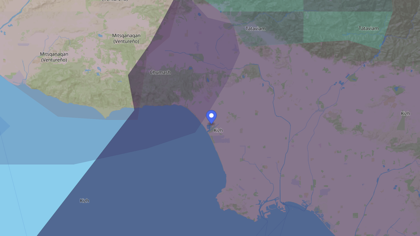 Map pin on land showing where various Indigenous people live.