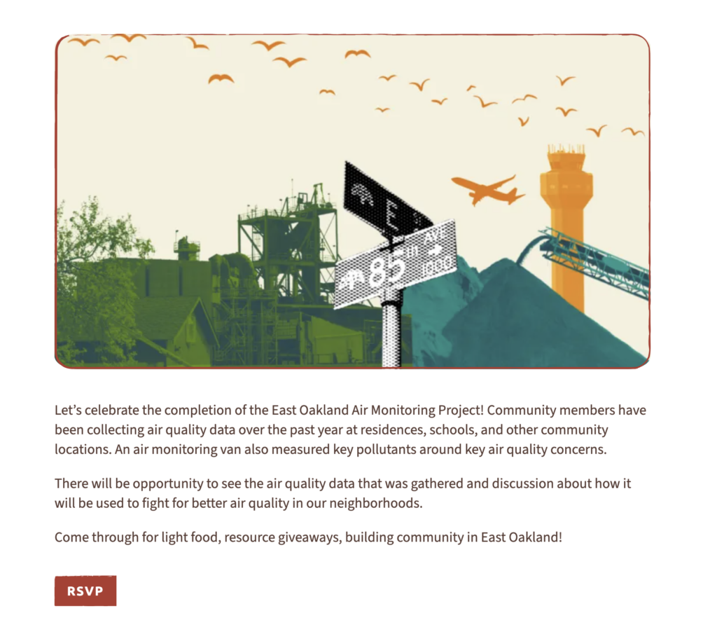 Blog post example showing CBEs unique collage style, flat art imagery and some examples blog post text. The image shows a street intersection sign, buildings behind it, a very tall stack behind that, a plane flying overhead and a flock of birds in the air.